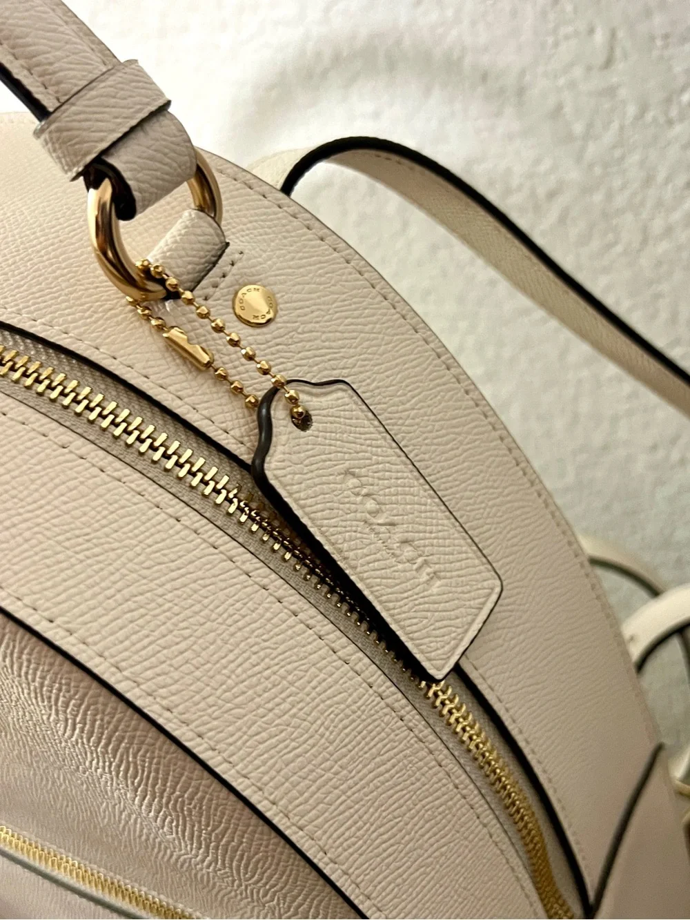 Coach Jordyn Leather Backpack in White Chalk (Style No. 76624)